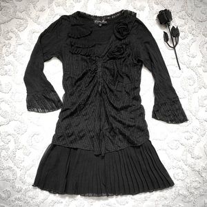Pretty Angel All Black Lacy Layered Gothic Dress small